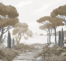 Papier peint balade dans les calanques brun, XXL, tendance