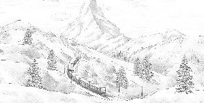 Papier peint panoramique Mont Cervin noir et blanc - Muralconcept