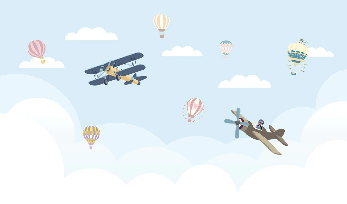 Papier peint Chambre enfant Avion Nuage - Muralconcept