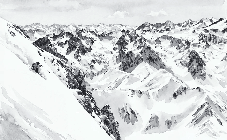 Papier peint Pyrénées  - Fresques enneigées Tourmalet Montagne - Muralconcept