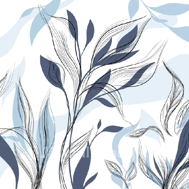 Blue graphic flower wallpaper