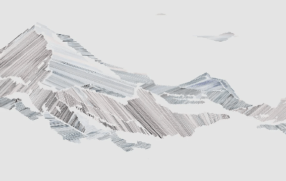 Papier peint restaurant montagne graphique style