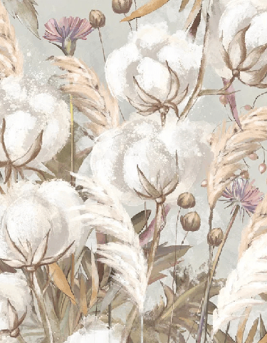Papier peint panoramique fleur coton - Muralconcept