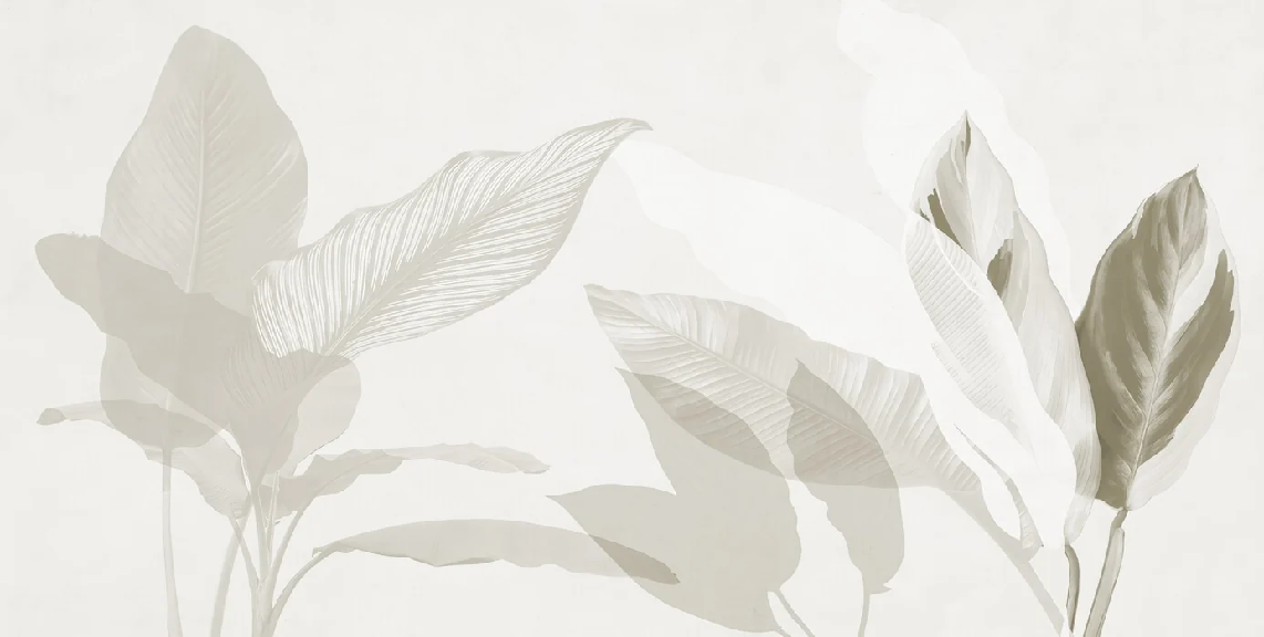 Papier peint feuillage moderne sépia - Muralconcept