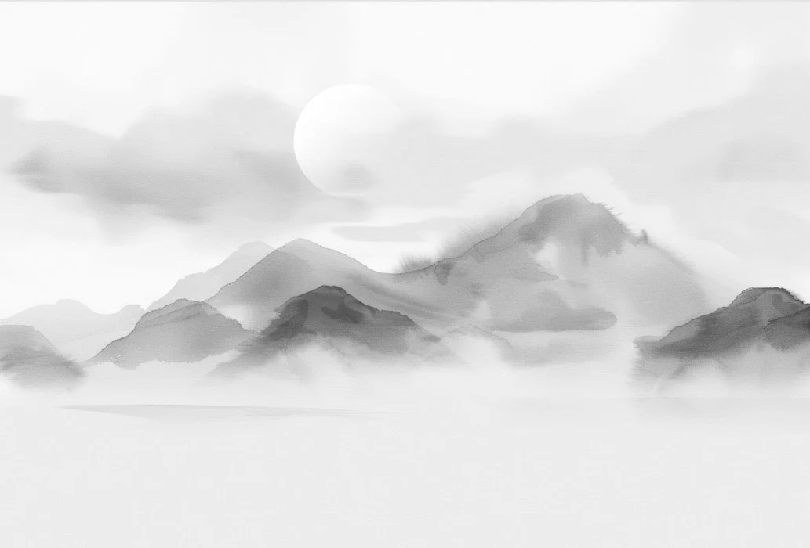 Papier peint montagnes voilées – Lueur sépia