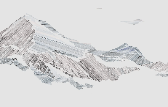 Papier peint restaurant montagne graphique style
