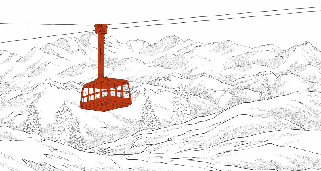 Papier peint La Plagne télécabine rouge