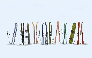 Tapete Skier bunt blau - Muralconcept