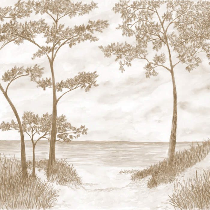 Maritime Pines and Dunes Wallpaper - Sepia - Muralconcept