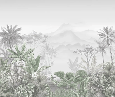 Papier peint tendance tropical vert - Muralconcept