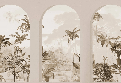 Papier peint arches luxuriantes sépia - Muralconcept