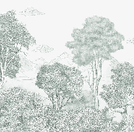 Papier peint panoramique Forêts et Monts vert - Muralconcept