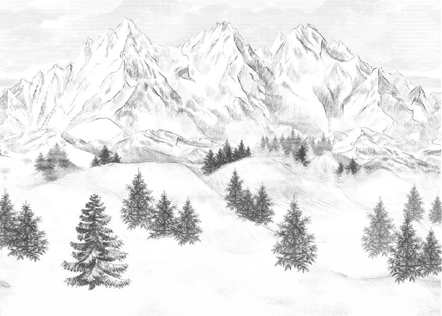 Papier peint montagne sommets de Chamonix - Muralconcept