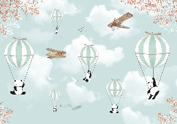 Papier peint Panda en montgolfières, XXL, tendance