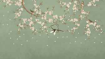 Papier peint sakura zen vert - Muralconcept