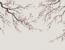Papier peint panoramique Sakura beige - Muralconcept