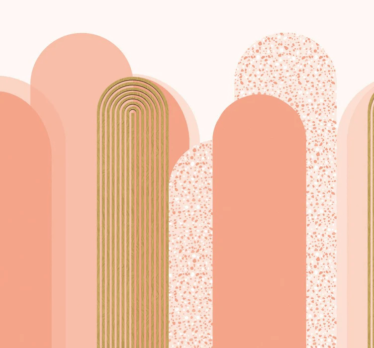 Papier peint Art déco graphique tendance rosé - Muralconcept