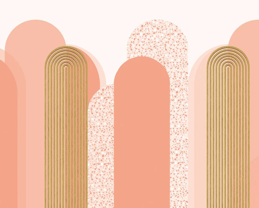 Papier peint Art déco graphique tendance rosé - Muralconcept