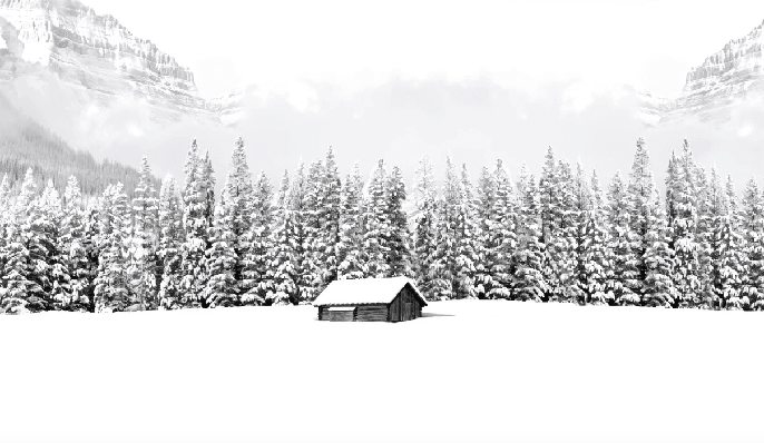 Papier peint panoramique chalet en montagne - Muralconcept