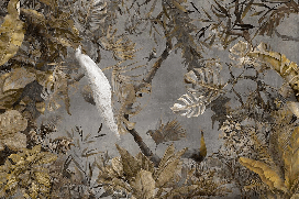 Papier peint panoramique paon blanc impérial - Muralconcept