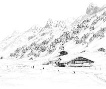 Papier peint Clusaz ski fond montagne Confins - Muralconcept