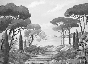 Papier peint balade dans les calanques noir et blanc - Muralconcept