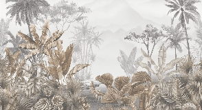 Tropical sepia toilet wallpaper