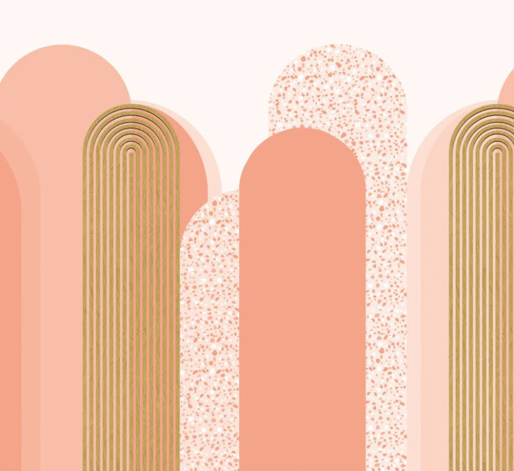 Papier peint Art déco graphique tendance rosé