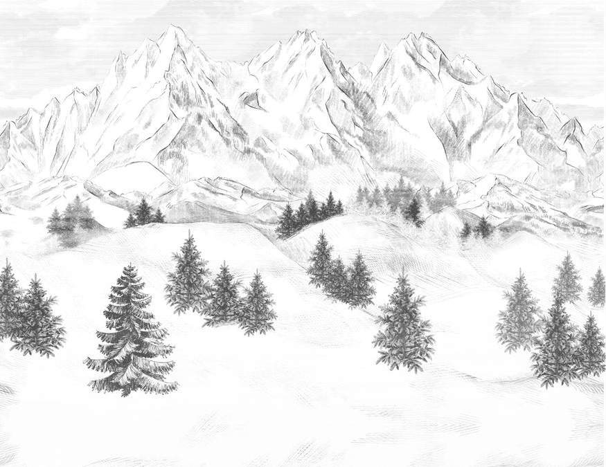 Papier peint montagne sommets de Chamonix - Muralconcept