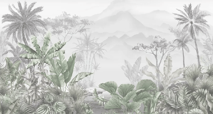 Papier peint tendance tropical vert, XXL, tendance