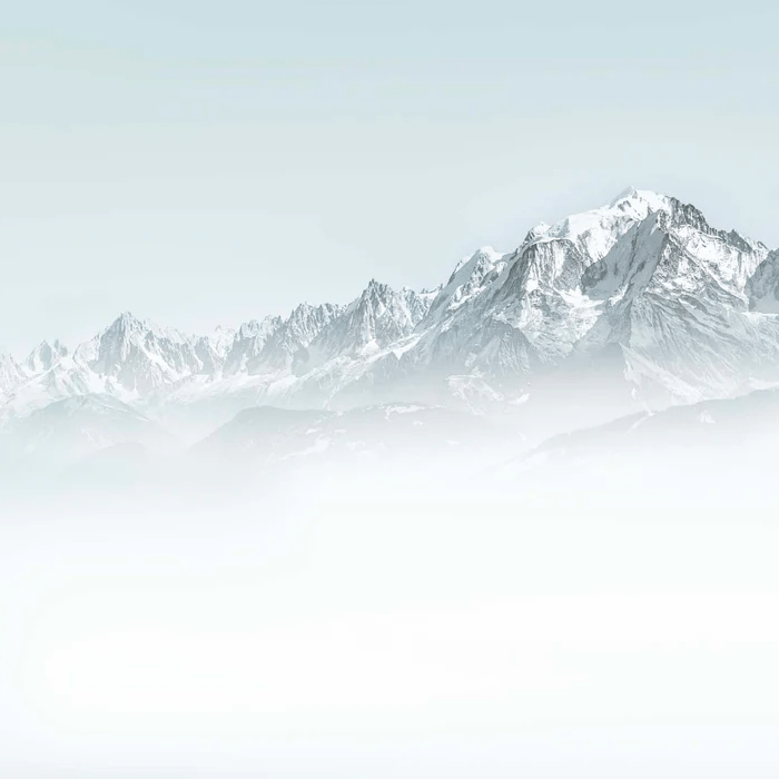 Papier peint Mont Blanc dans la brume bleu - Muralconcept