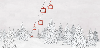 Papier peint montagne télécabine rouge