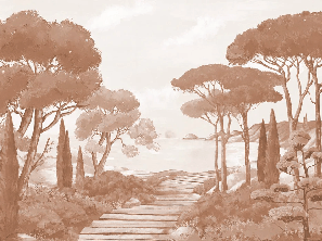 Terracotta coastal cliff wallpaper