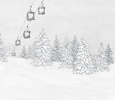 Papier peint montagne télécabine noir & blanc