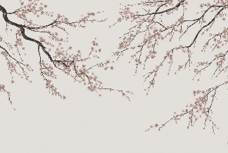Papier peint panoramique Sakura beige - Muralconcept