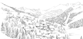 Papier peint montagne Méribel - Muralconcept