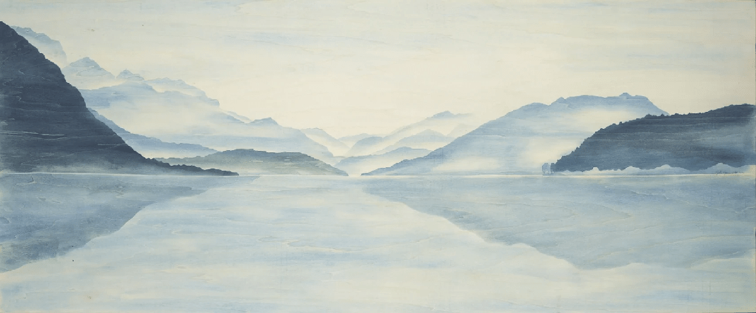 Papier Peint Vue Grand Albigny | Les Bleus du Lac® - Muralconcept