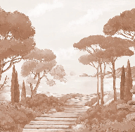 Papier peint balade dans les calanques terracotta - Muralconcept