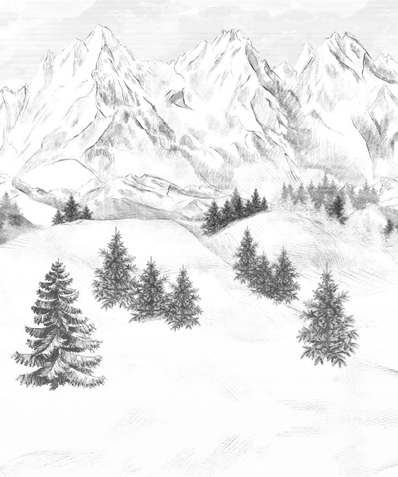 Papier peint montagne sommets de Chamonix - Muralconcept