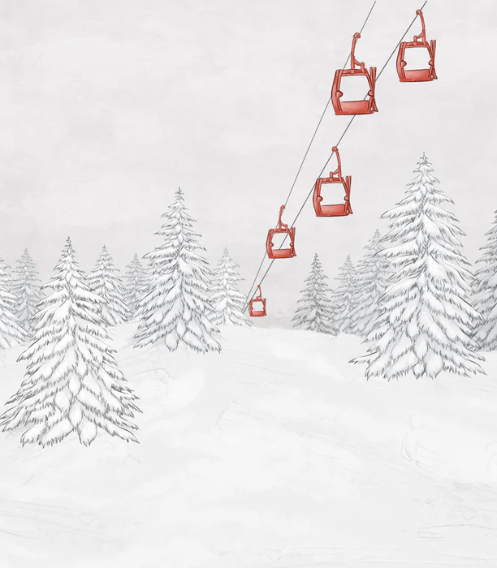 Papier peint montagne télécabine rouge