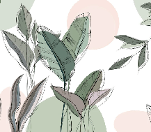 Papier peint panoramique végétal graphique vert, XXL, tendance