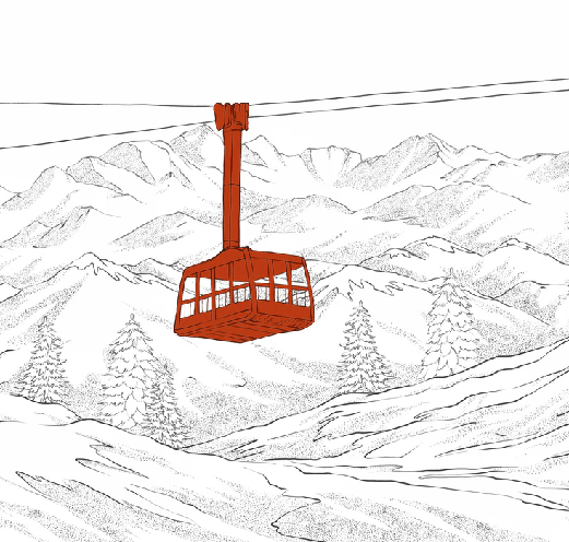 Papier peint La Plagne télécabine rouge