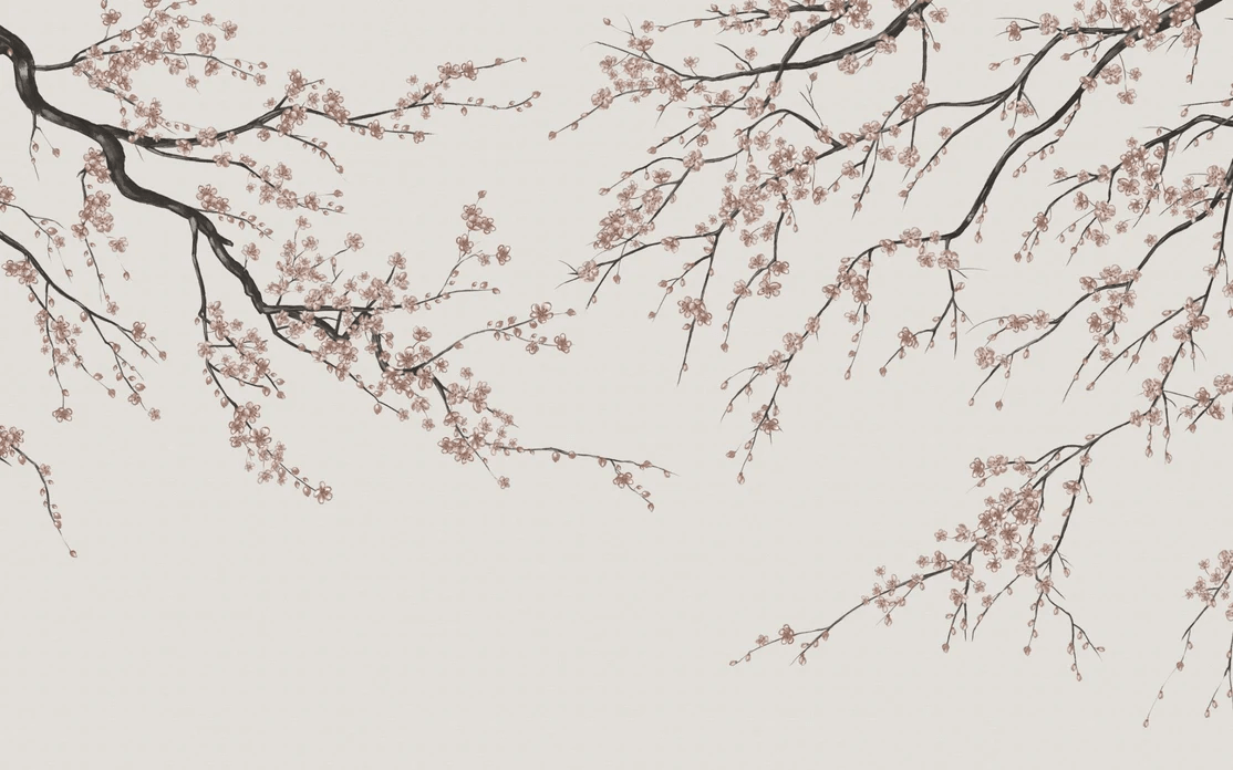 Papier peint panoramique Sakura beige - Muralconcept