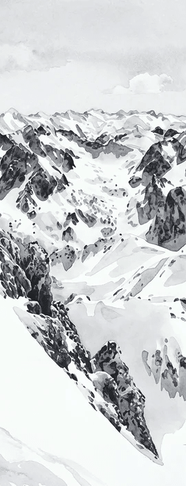 Papier peint Pyrénées  - Fresques enneigées Tourmalet Montagne - Muralconcept