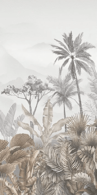 Papier peint wc tendance tropical sépia - Muralconcept