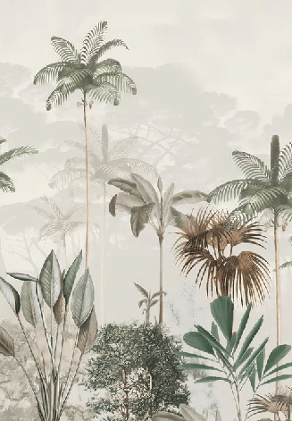 Papier peint panoramique jungle eden vert - Muralconcept