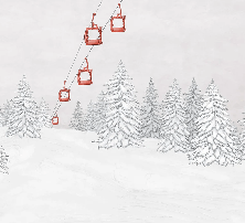 Papier peint montagne télécabine rouge
