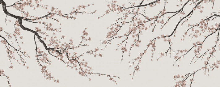 Papier peint panoramique Sakura beige - Muralconcept