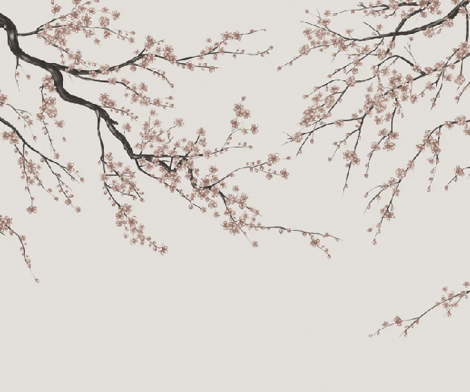 Papier peint panoramique Sakura beige - Muralconcept