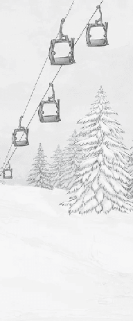 Papier peint montagne télécabine noir & blanc - Muralconcept